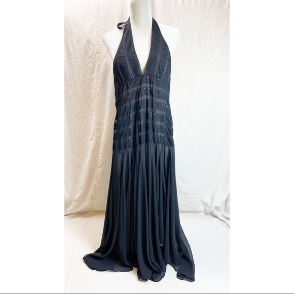 BCBG Halter Chiffon sequin Formal Cocktail Maxi dress 4 - Picture 1 of 11